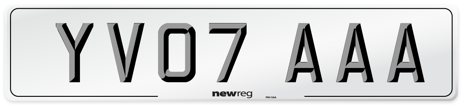 YV07 AAA Number Plate from New Reg